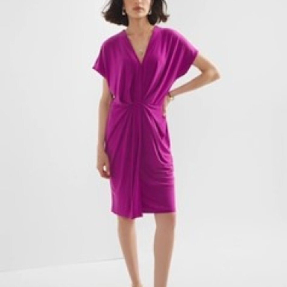 NWT, WHITE HOUSE BLACK MARKET Matte-Jersey Twist Front Dress - S
